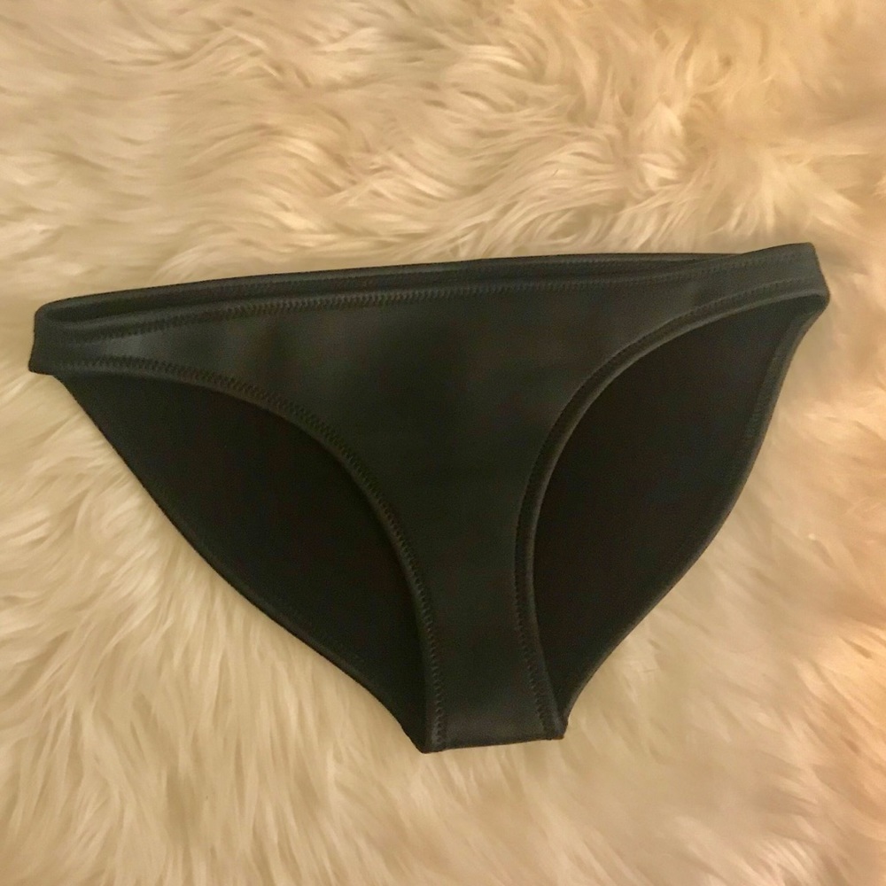 Matte black Neoprene bikini bottoms